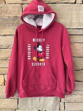 Forever Mickey Red Mickey Mouse Sherpa-Lined Crewneck Hoodie